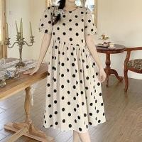 ราคา Maternity Short-Sleeve Round Neck Dotted Midi A-Line Dress (1129394343)