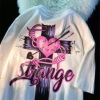 ราคา Couple Matching Short Sleeve Heart & Lettering Print Loose-Fit Tee (1129411391)