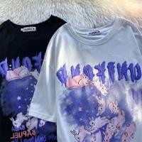 ราคา Couple Matching Short Sleeve Rabbit & Lettering Print Loose-Fit T-Shirt (1129411243)