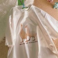 ราคา Couple Matching Short Sleeve Duck & Lettering Print Loose-Fit Tee (1129411359)