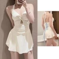 ราคา Halter Plain Cutout Open Back Swim Dress (1129441974)