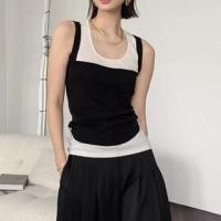 ราคา Sleeveless Scoop Neck Mock Two Piece Kinit Top (1129526289)