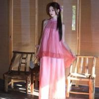 ราคา Mock Two-Piece Sleeveless Mesh Panel Maxi A-Line Dress (1129534062)