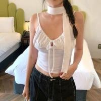 ราคา Tie-Front Plain Cropped Cami Top (1129548745)