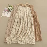 ราคา Sleeveless Crew Neck Floral Print Lace Panel Midi Tunic Dress (1129555421)