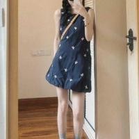 ราคา Sleeveless Scoop Neck Bow Embroidered Mini A-Line Dress (1129570422)