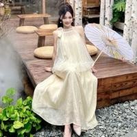 ราคา Sleeveless Halter Neck Mock Two Piece Maxi A-Line Dress (1129592278)