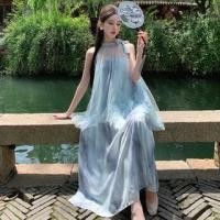 ราคา Sleeveless Halter Neck Watercolor Print Mock Two Piece Maxi Dress (1129592334)