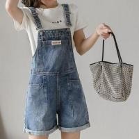 ราคา Applique Washed Denim Wide Leg Jumper Shorts / Short-Sleeve Crew Neck Lettering Embroidered T-Shirt / Set (1129376825)