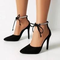 ราคา Pointed Toe Tie-Up Ankle Strap Stiletto Pumps (1129635280)