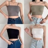ราคา Detachable Strap Plain Ribbed-Knit Padded Cami Top (1129688002)