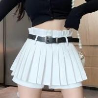 ราคา High Rise Accordion Pleat A-line Mini Skirt With Inset Shorts & Belt (1129685613)