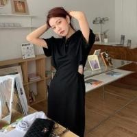 ราคา Short-Sleeve Collar Cutout Mini T-Shirt Dress (1129699163)