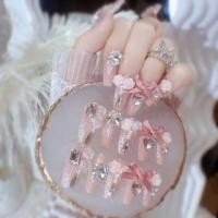 ราคา funtenin - Rhinestone Press On Nail With Jelly Glue Kit - Put On - Pink - One Size (1129718155)