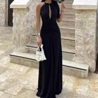 ราคา Halter Plain Cutout Maxi A-Line Dress (1129729732)
