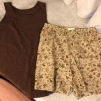 ราคา Pajama Set: Round Neck Plain Tank Top + Elastic Waist Floral Print Shorts (1129784796)