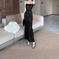 ราคา Spaghetti Strap Patterned Maxi Sheath Dress (1129850634)