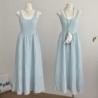 ราคา Sleeveless Scoop Neck Mock Two Piece Midi A-Line Dress (1129867565)
