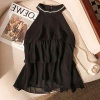 ราคา Sleeveless Halter Neck Ruffle Layered Chiffon Top (1129869216)