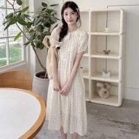 ราคา Maternity Short-Sleeve Dotted Midi Sundress (1129888081)