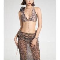 ราคา Set: Halter Leopard Print Flower Accent Bikini Top + Bottom + Cover Up Skirt (1129890000)