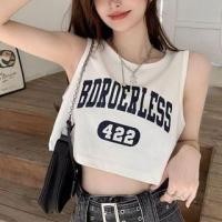 ราคา Crew Neck Lettering Numbering Print Crop Tank Top (1129894742)