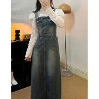 ราคา Spaghetti Strap Pocket-Detail Frayed Denim Midi Dress (1129912772)