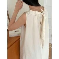 ราคา Sleeveless Drawstring Plain Maxi Dress (1129959501)
