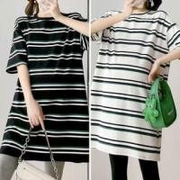 ราคา Maternity Elbow-Sleeve Crew Neck Striped T-Shirt Dress (1129944459)