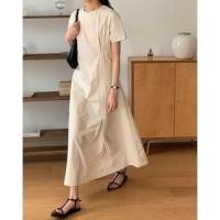 ราคา Short-Sleeve Drawstring Plain Midi Dress (1129959489)
