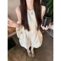 ราคา Sleeveless Plain Drawstring Mini Dress (1130023420)