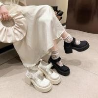 ราคา Chunky Heel Adhesive Strap Floral Jacquard Bow Accent Mary Jane Pumps (1130022867)