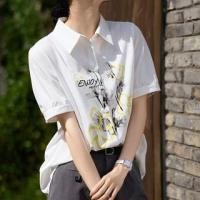ราคา Elbow-Sleeve Floral Print Button-Up Shirt (1130036720)