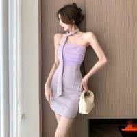 ราคา Strapless Plain Mesh Panel Mini Bodycon Dress (1130057578)