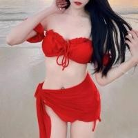 ราคา Set: Plain Ruffle Swim Top + Cover Up Skirt (1130074306)