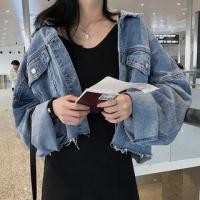 ราคา Washed Cropped Denim Jacket Blue - One Size (1071964629)