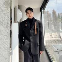 ราคา Faux Leather Panel Single-Breasted Blazer (1126200426)