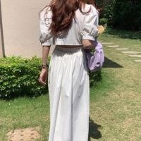 ราคา Short-Sleeve Open Back Plain Maxi A-Line Dress (1130135131)