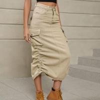 ราคา High Rise Drawstring Midi A-Line Cargo Denim Skirt (1130151992)