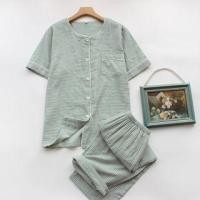 ราคา Couple Matching Pajama Set: Short-Sleeve Crew Neck Patterned Button-Up Top + Capri Pants (Various Designs) (1130210099)