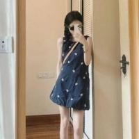 ราคา Sleeveless Bow Embroidered Mini Smock Dress (1130297900)