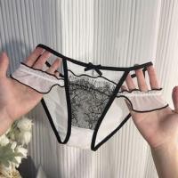 ราคา Plain Lace Panel Cutout Bow Bikini Panties (1130328835)