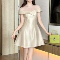 ราคา Short-Sleeve Off-Shoulder Plain Mini A-Line Cocktail Dress (1130311344)