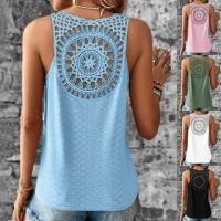 ราคา Sleeveless V-Neck Plain Eyelet Panel Top (1130334334)
