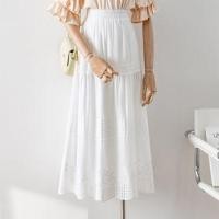 ราคา High Rise Floral Embroidered Eyelet Pintuck Midi A-Line Skirt (1130349191)