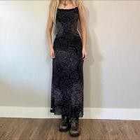 ราคา Spaghetti Strap Patterned Maxi Sheath Dress (1130342518)