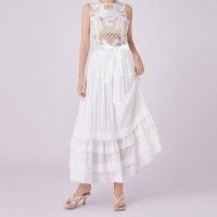ราคา Sleeveless Round Neck Floral Lace Panel Ruffle Maxi A-Line Dress (1130341250)