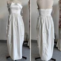 ราคา Strapless Plain Bow Accent Satin Maxi Sheath Wedding Dress (1130360973)