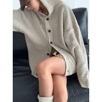 ราคา Plain Loose-Fit Plain Hooded Cardigan (1130383136)