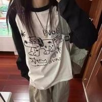 ราคา Long Raglan Sleeve Dog & Lettering Print Loose-Fit Pullover (1130383011)